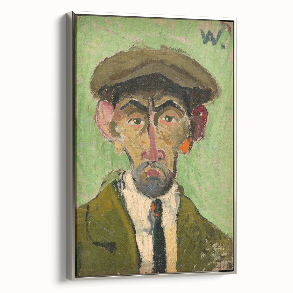 Expressionist Art - Bold Self-Portrait with Green Tones