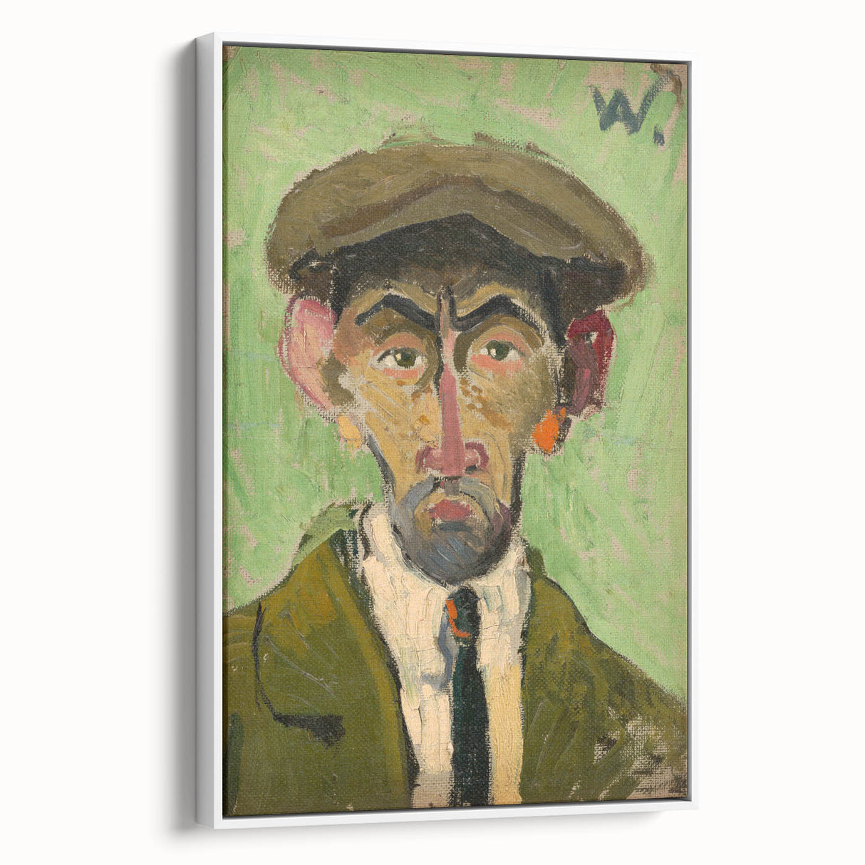 Expressionist Art - Bold Self-Portrait with Green Tones