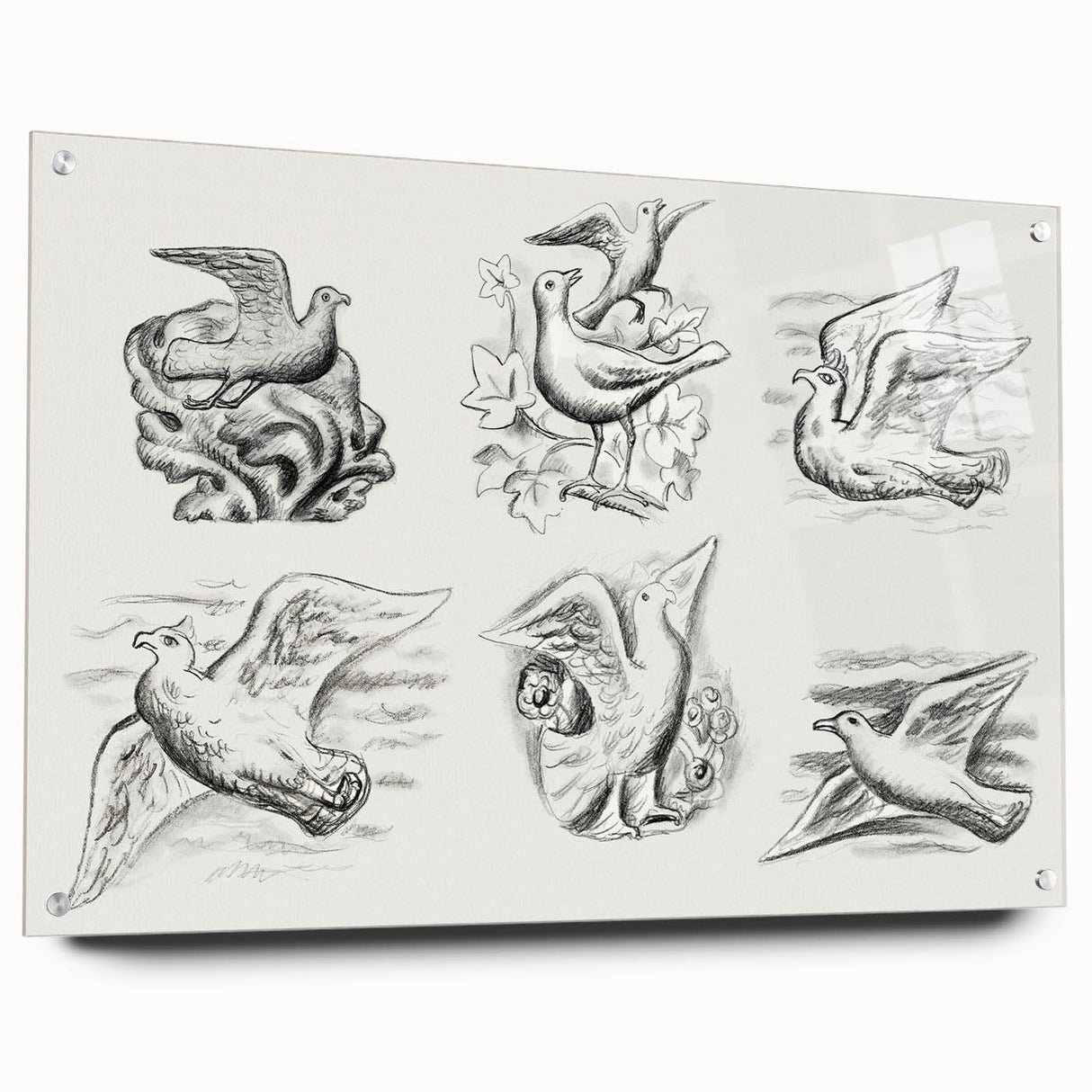 Expressionism Wall Art - Seven Pigeons by Leo Gestel