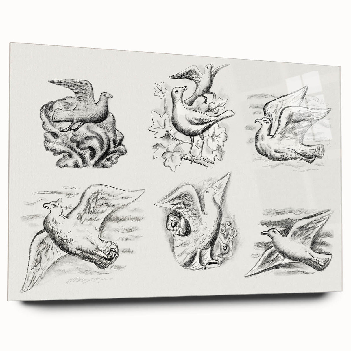 Expressionism Wall Art - Seven Pigeons by Leo Gestel