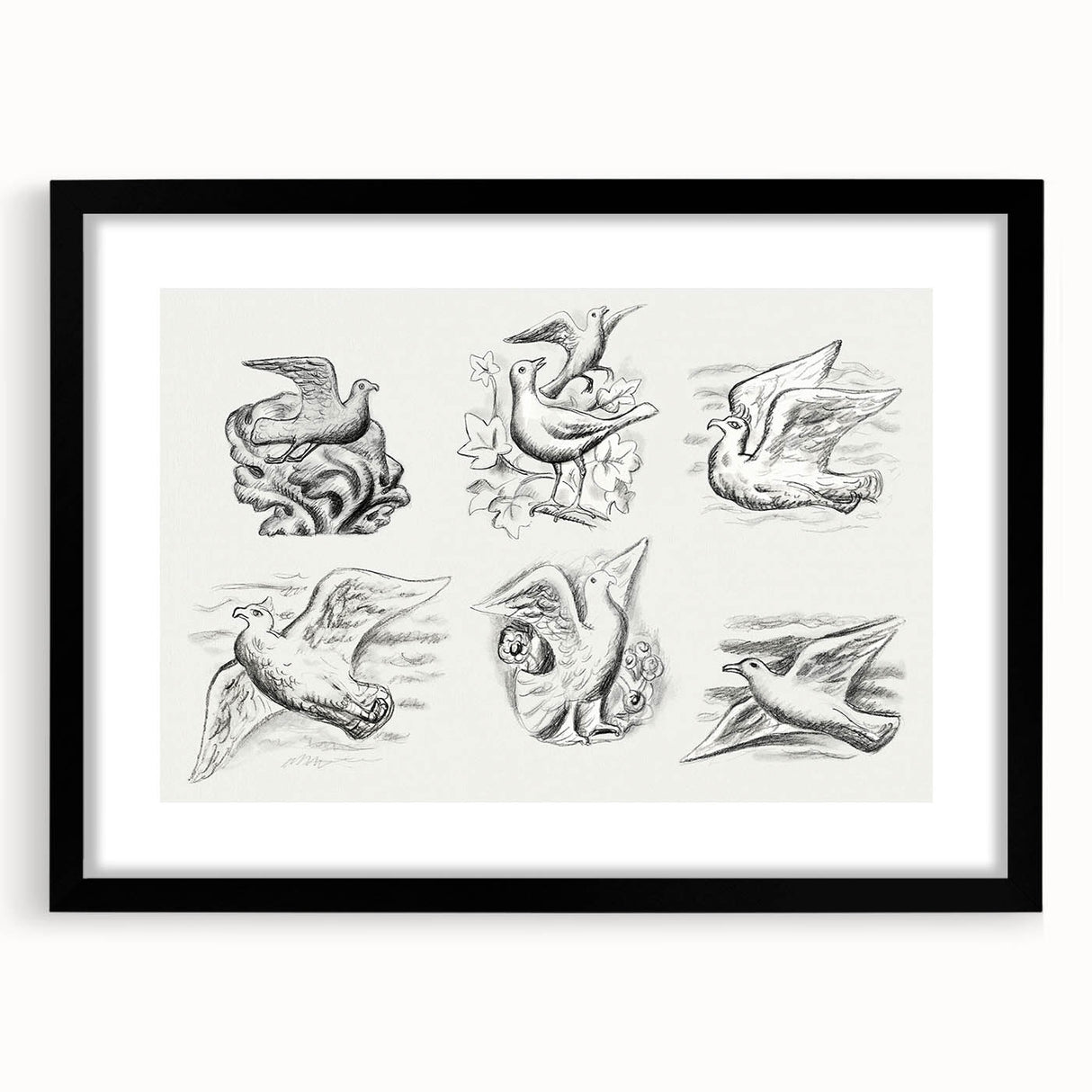 Expressionism Wall Art - Seven Pigeons by Leo Gestel