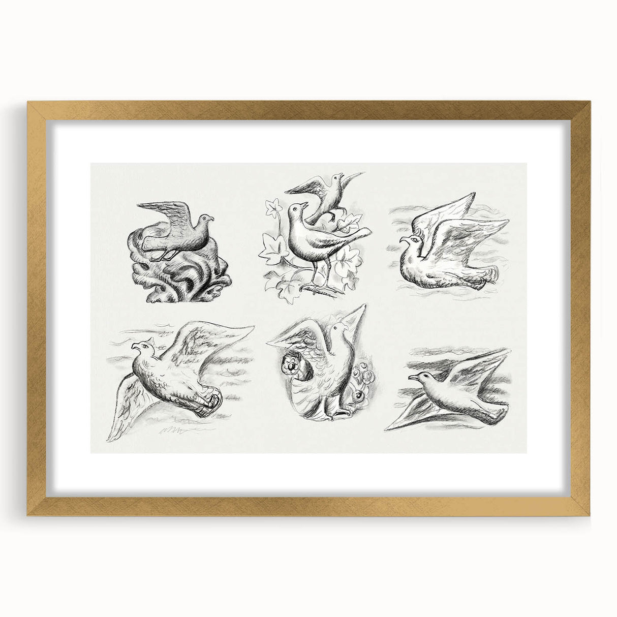 Expressionism Wall Art - Seven Pigeons by Leo Gestel