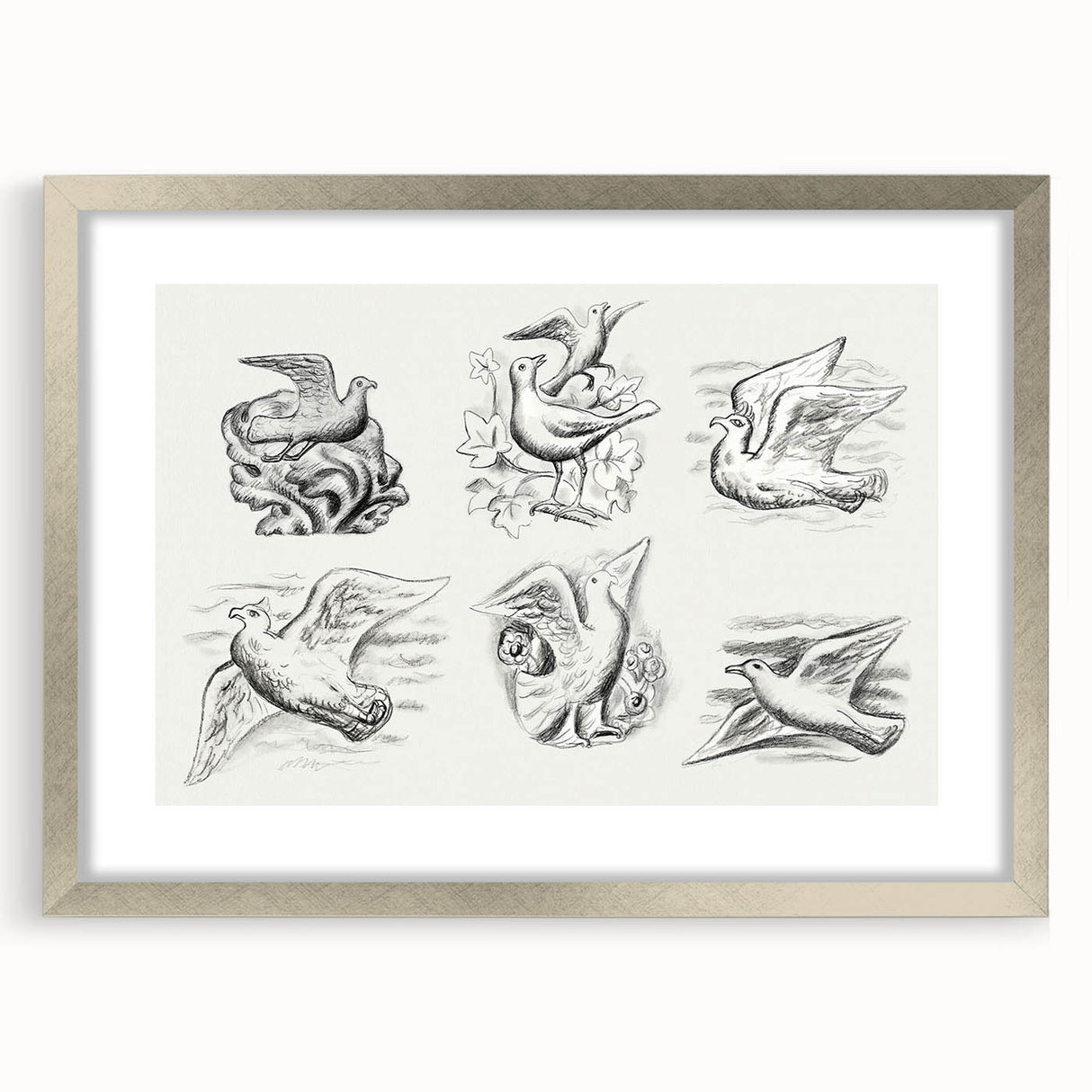 Expressionism Wall Art - Seven Pigeons by Leo Gestel