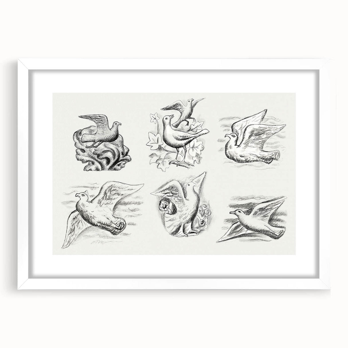 Expressionism Wall Art - Seven Pigeons by Leo Gestel