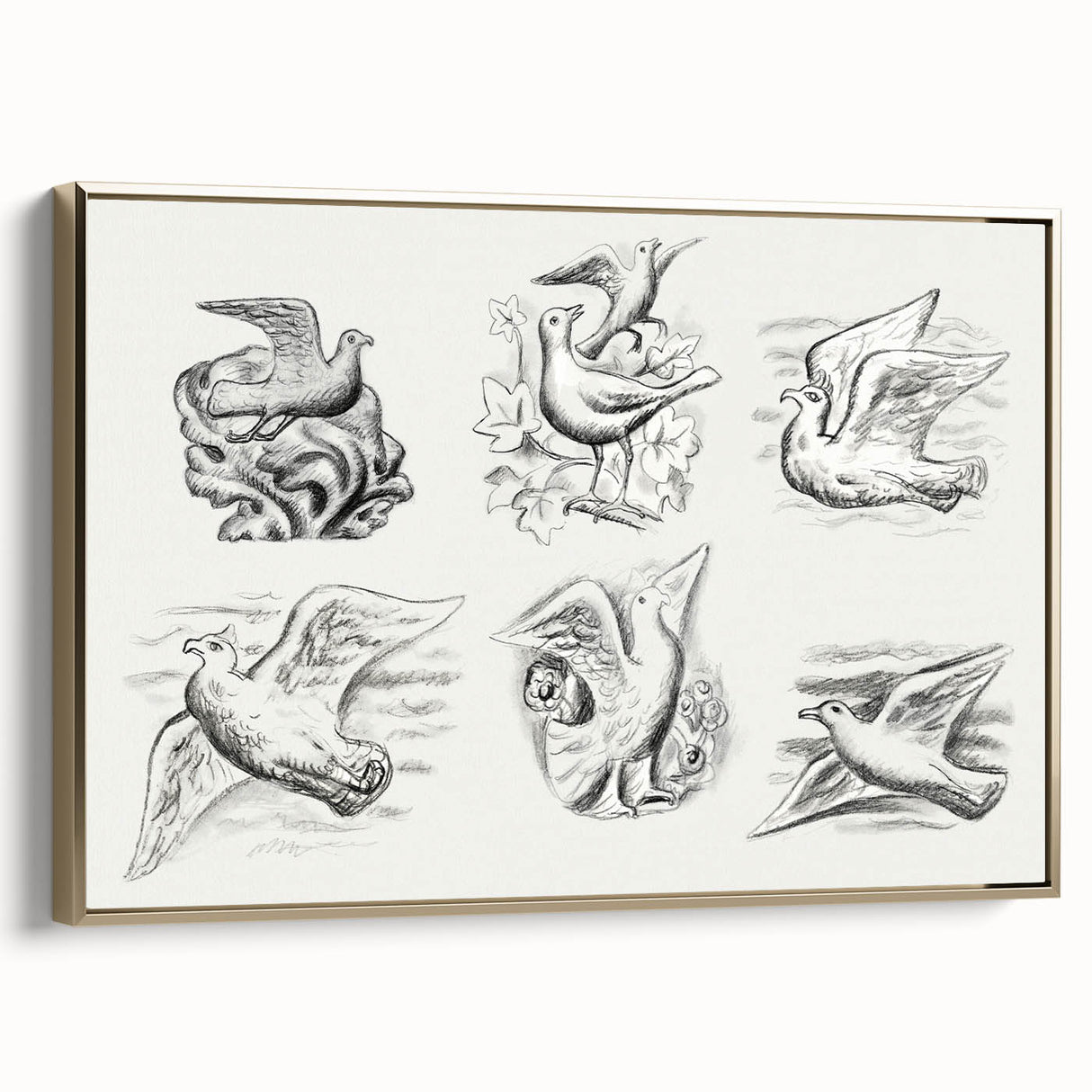 Expressionism Wall Art - Seven Pigeons by Leo Gestel