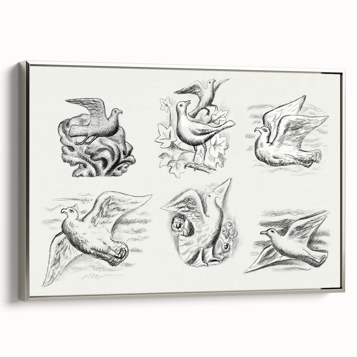 Expressionism Wall Art - Seven Pigeons by Leo Gestel