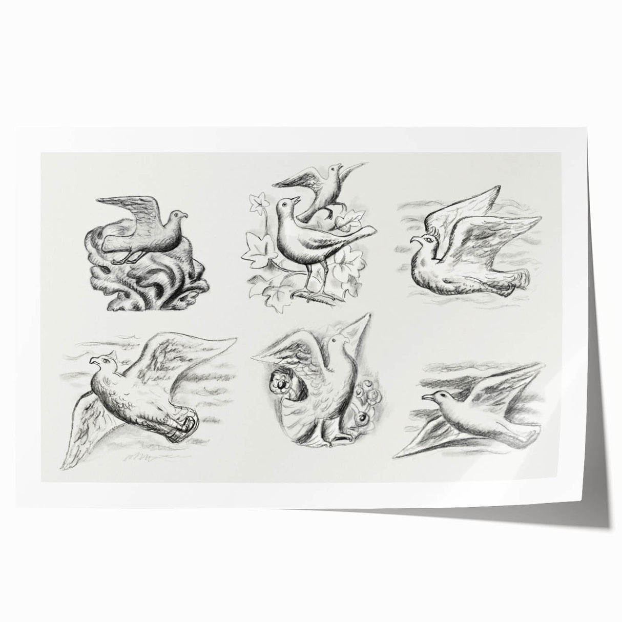 Expressionism Wall Art - Seven Pigeons by Leo Gestel