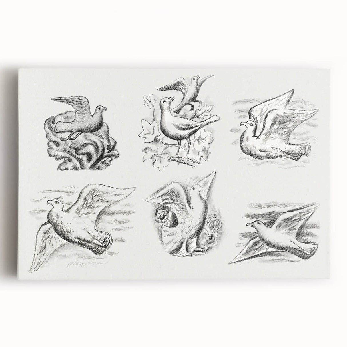 Expressionism Wall Art - Seven Pigeons by Leo Gestel