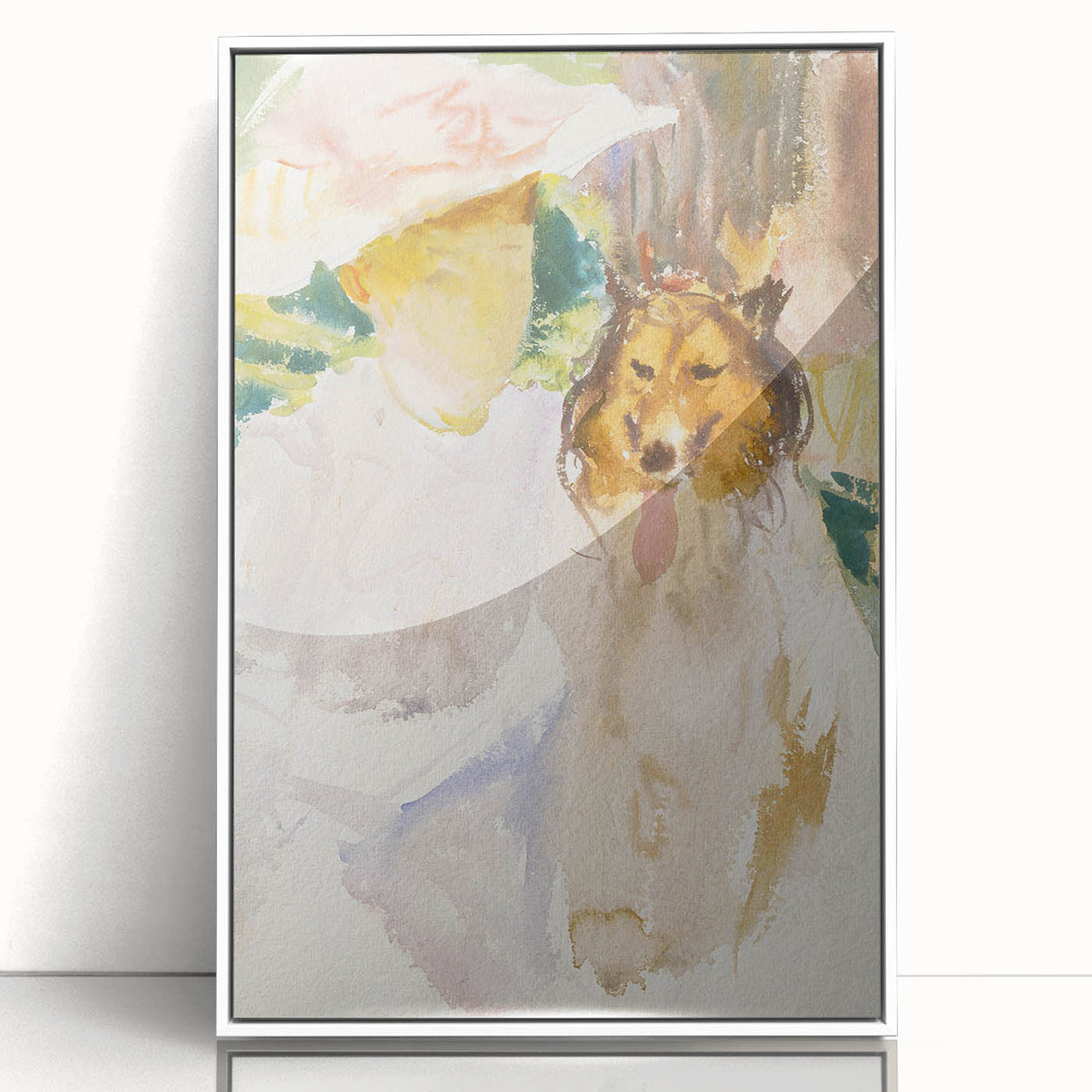 Romanticism Art: Woman with Collie - Famous Watercolor by John Sargent