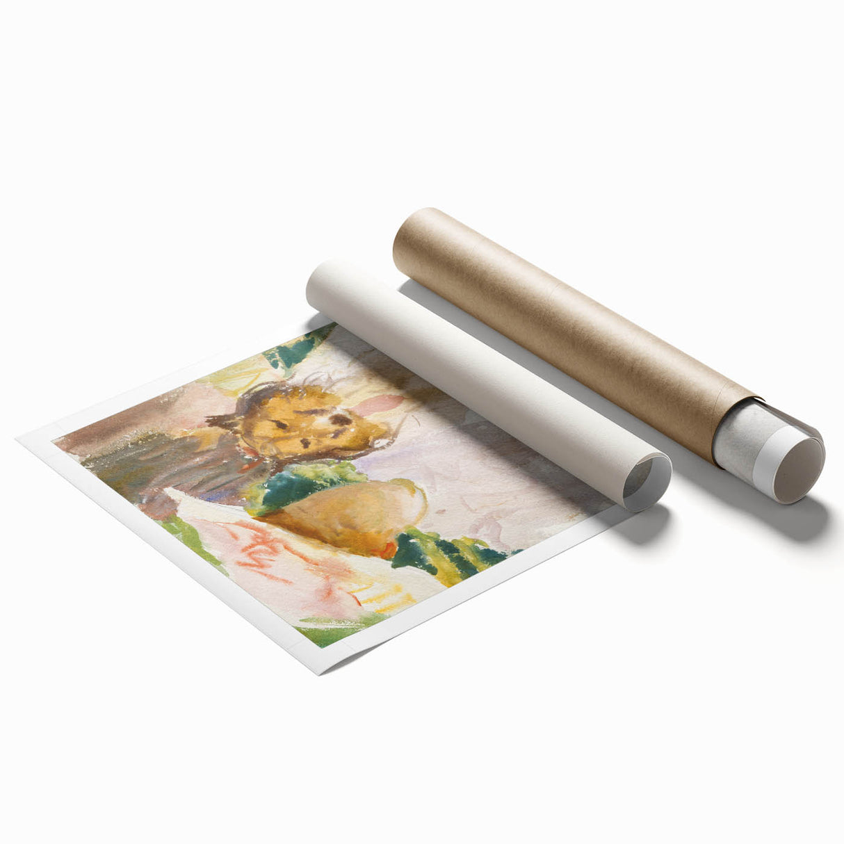 Romanticism Art: Woman with Collie - Famous Watercolor by John Sargent