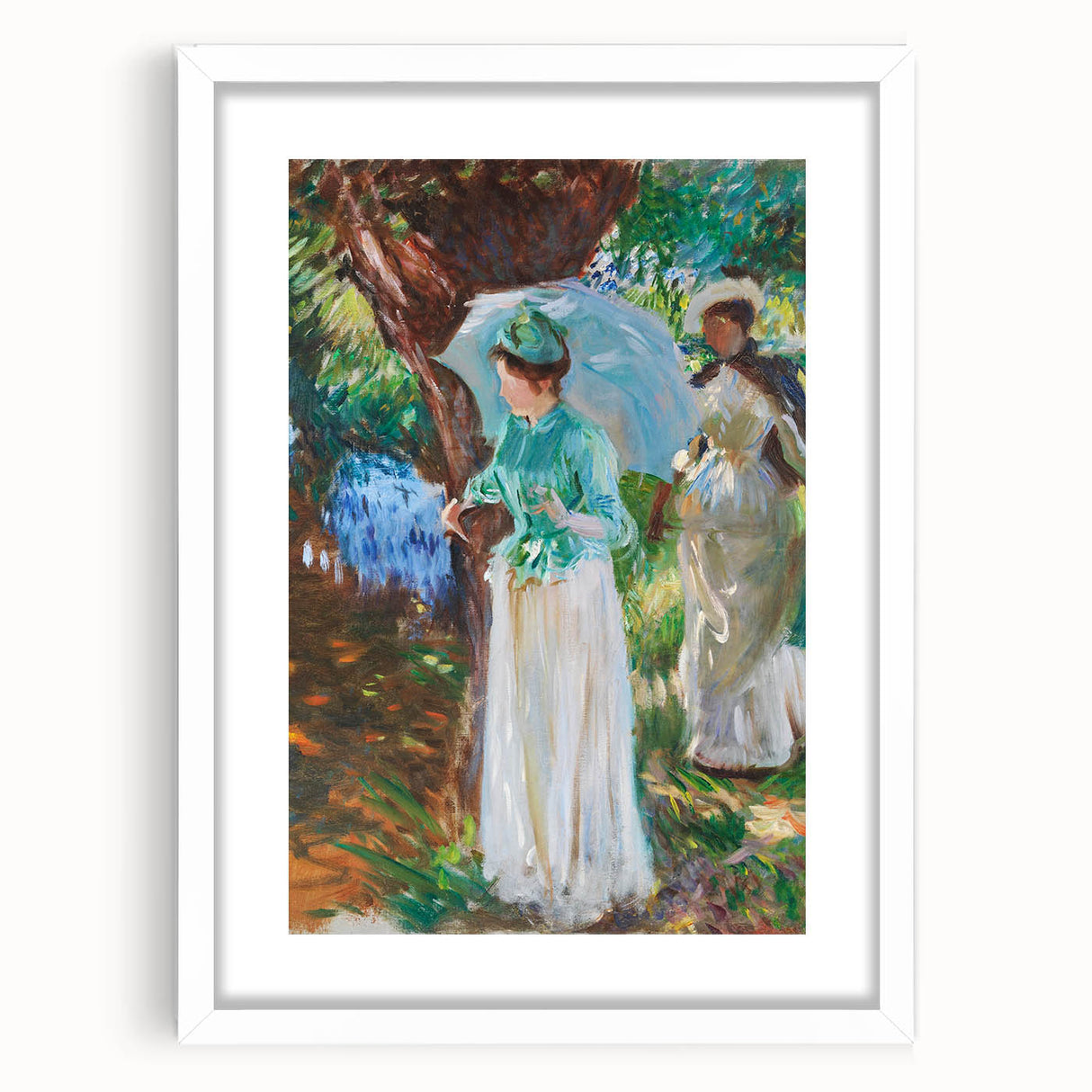 Romanticism Art: Two Girls with Parasols - Vibrant Painting by Sargent