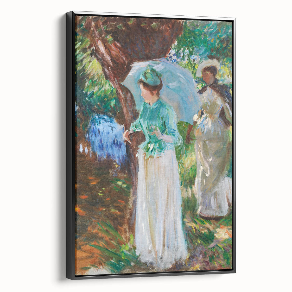 Romanticism Art: Two Girls with Parasols - Vibrant Painting by Sargent