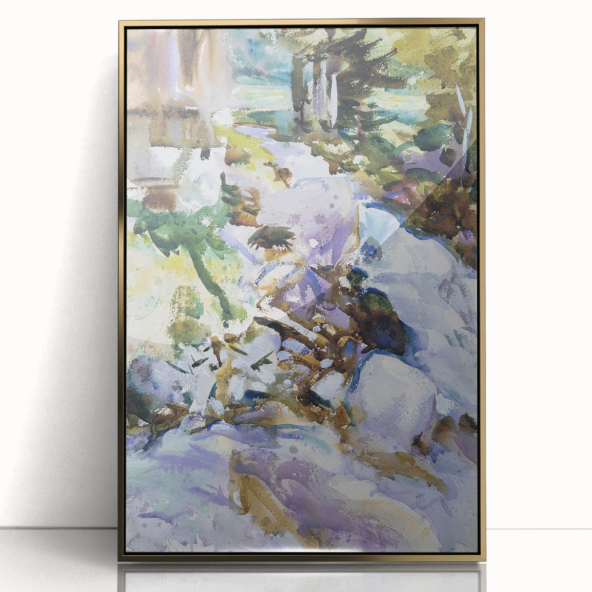 Romanticism Art: Rushing Brook - Dynamic Watercolor by John Sargent