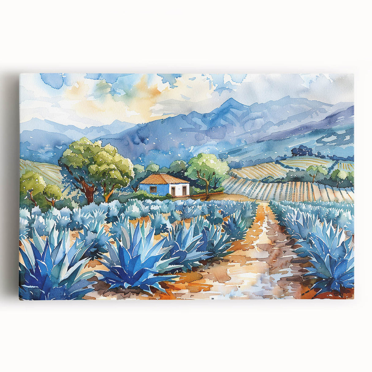 Black and white stretched canvas of Oaxaca scenery, ideal for kitchen wall art.