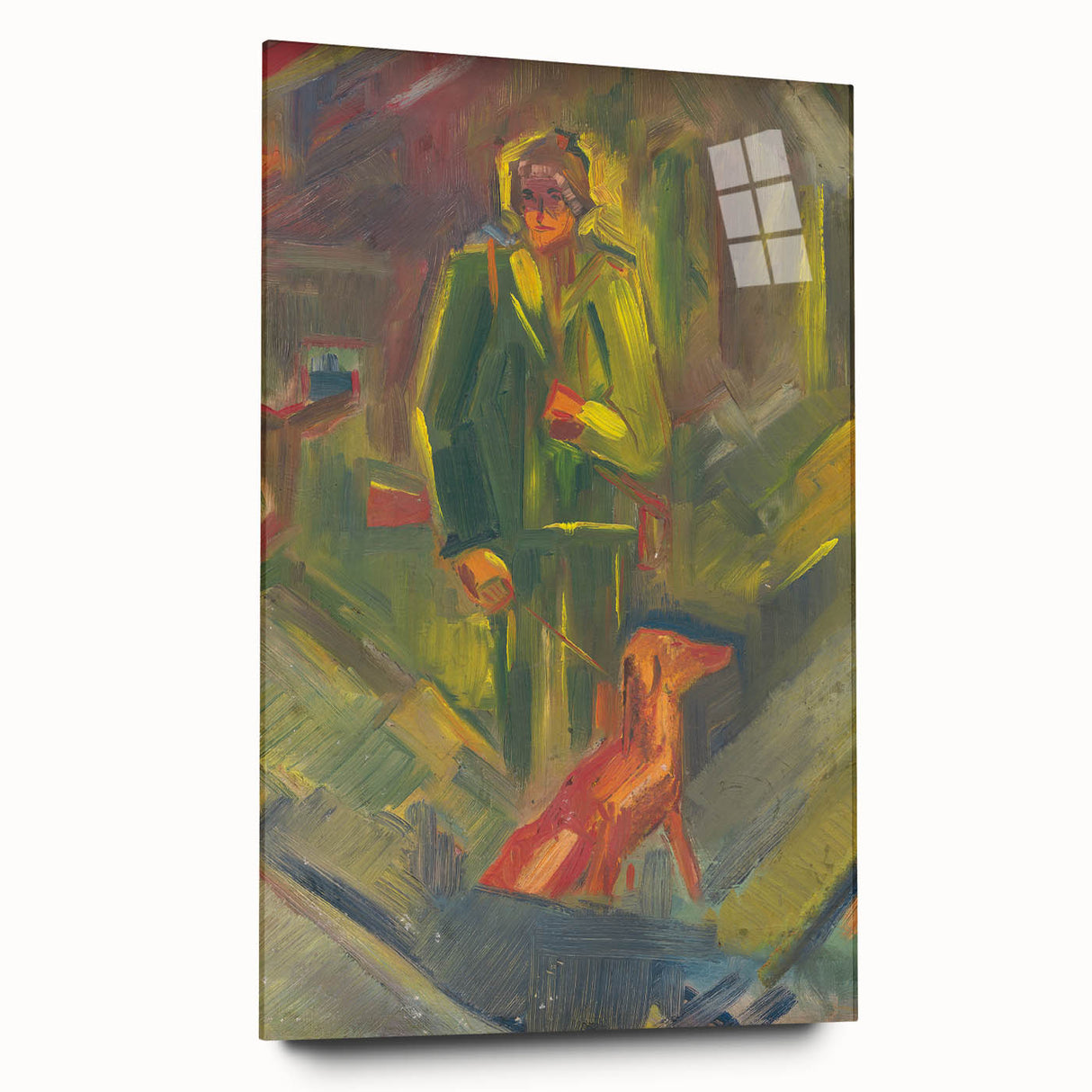 Expressionist Art - Standing Hunter with a Dog by Arnold Peter Weisz-Kubínčan