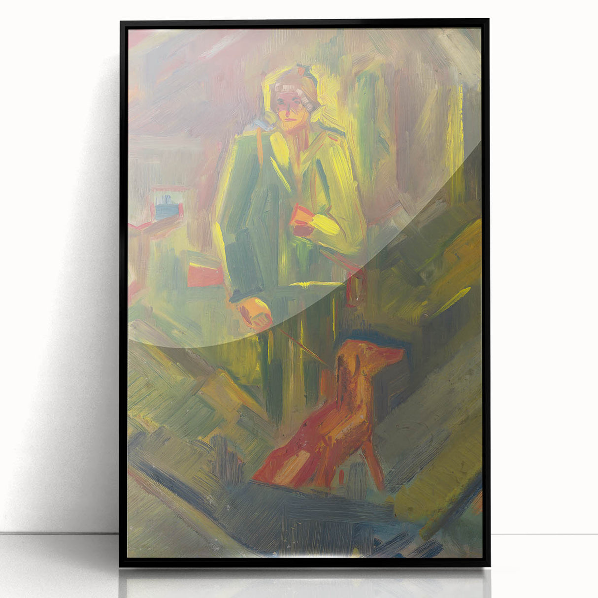 Expressionist Art - Standing Hunter with a Dog by Arnold Peter Weisz-Kubínčan