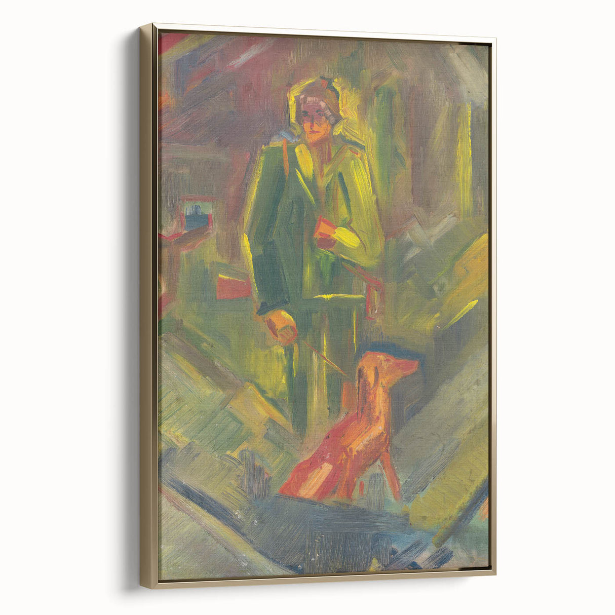 Expressionist Art - Standing Hunter with a Dog by Arnold Peter Weisz-Kubínčan