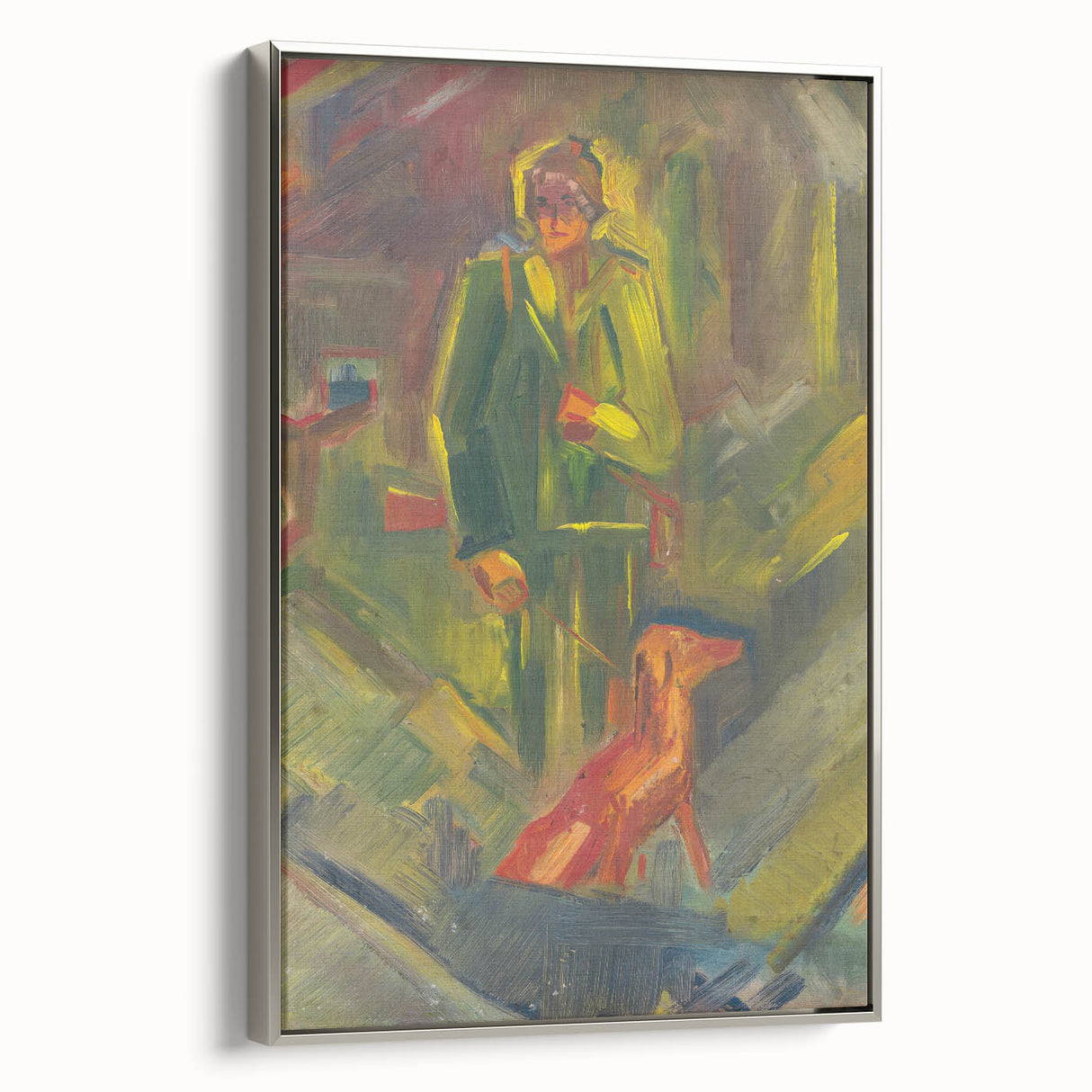 Expressionist Art - Standing Hunter with a Dog by Arnold Peter Weisz-Kubínčan