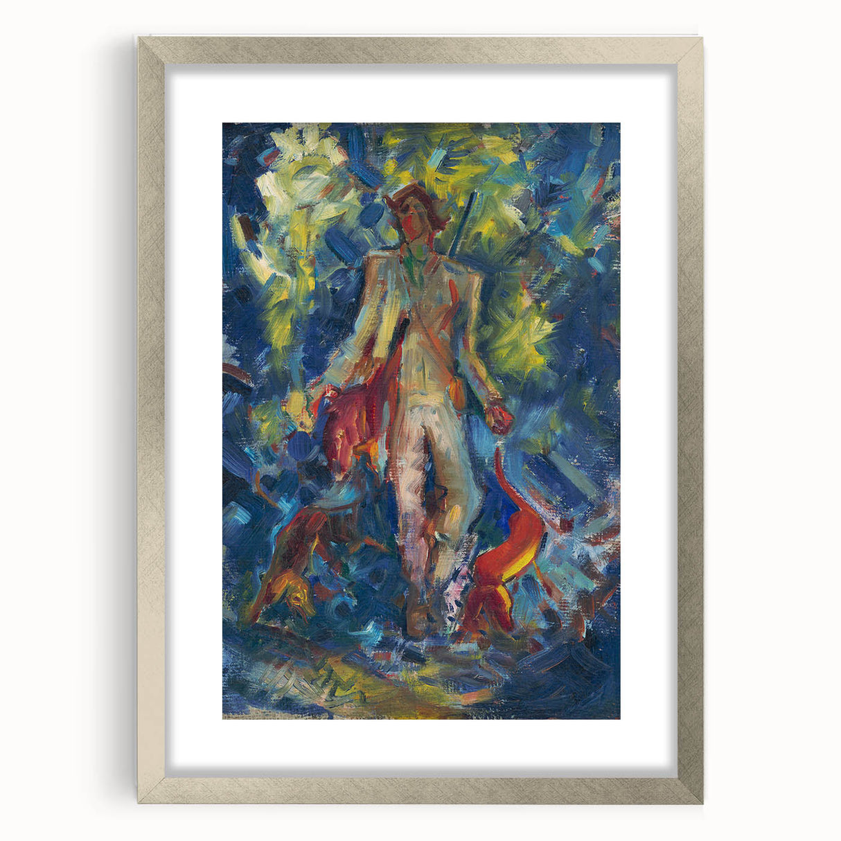 Expressionist Art - Standing Huntsman with Two Dogs by Arnold Peter Weisz-Kubínčan