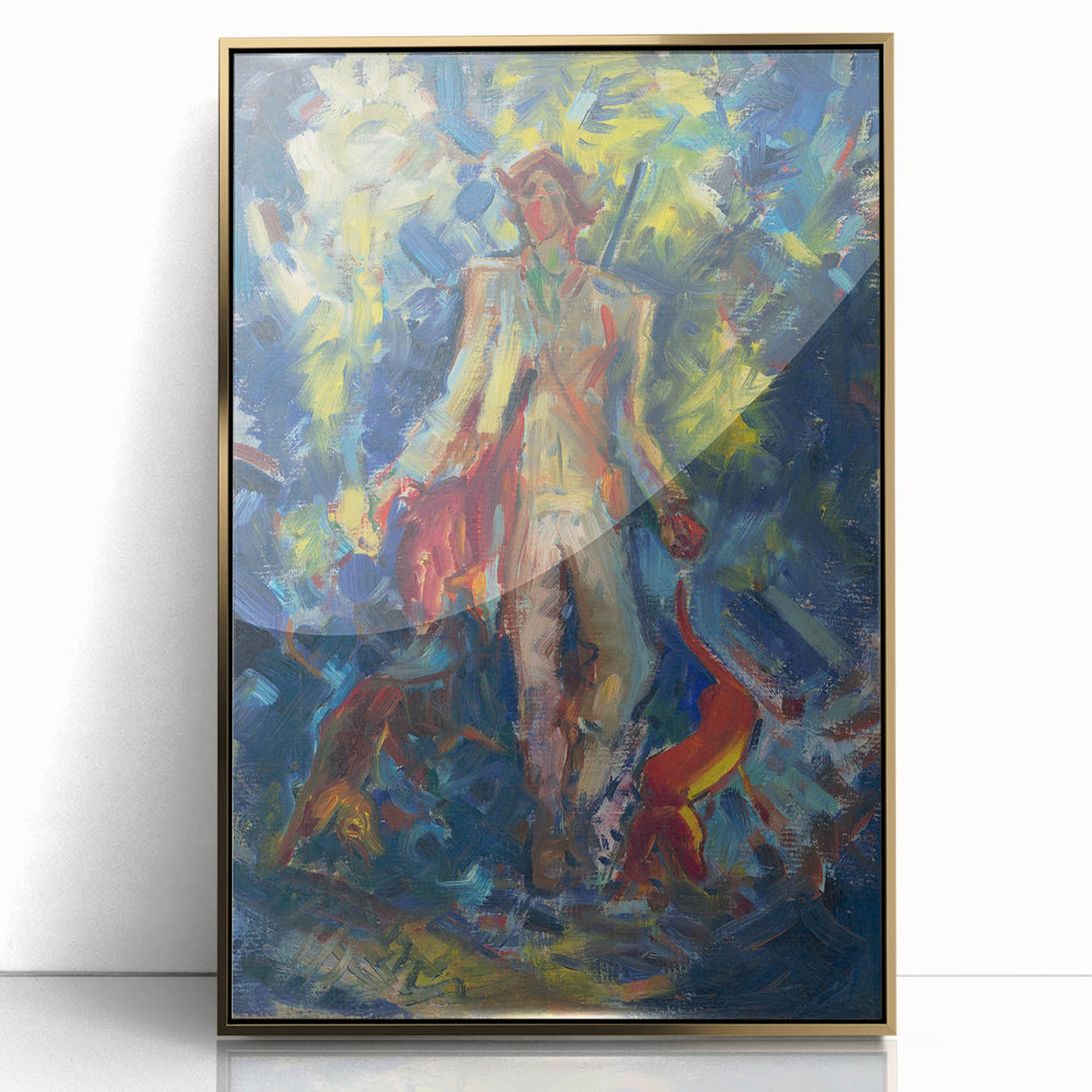 Expressionist Art - Standing Huntsman with Two Dogs by Arnold Peter Weisz-Kubínčan