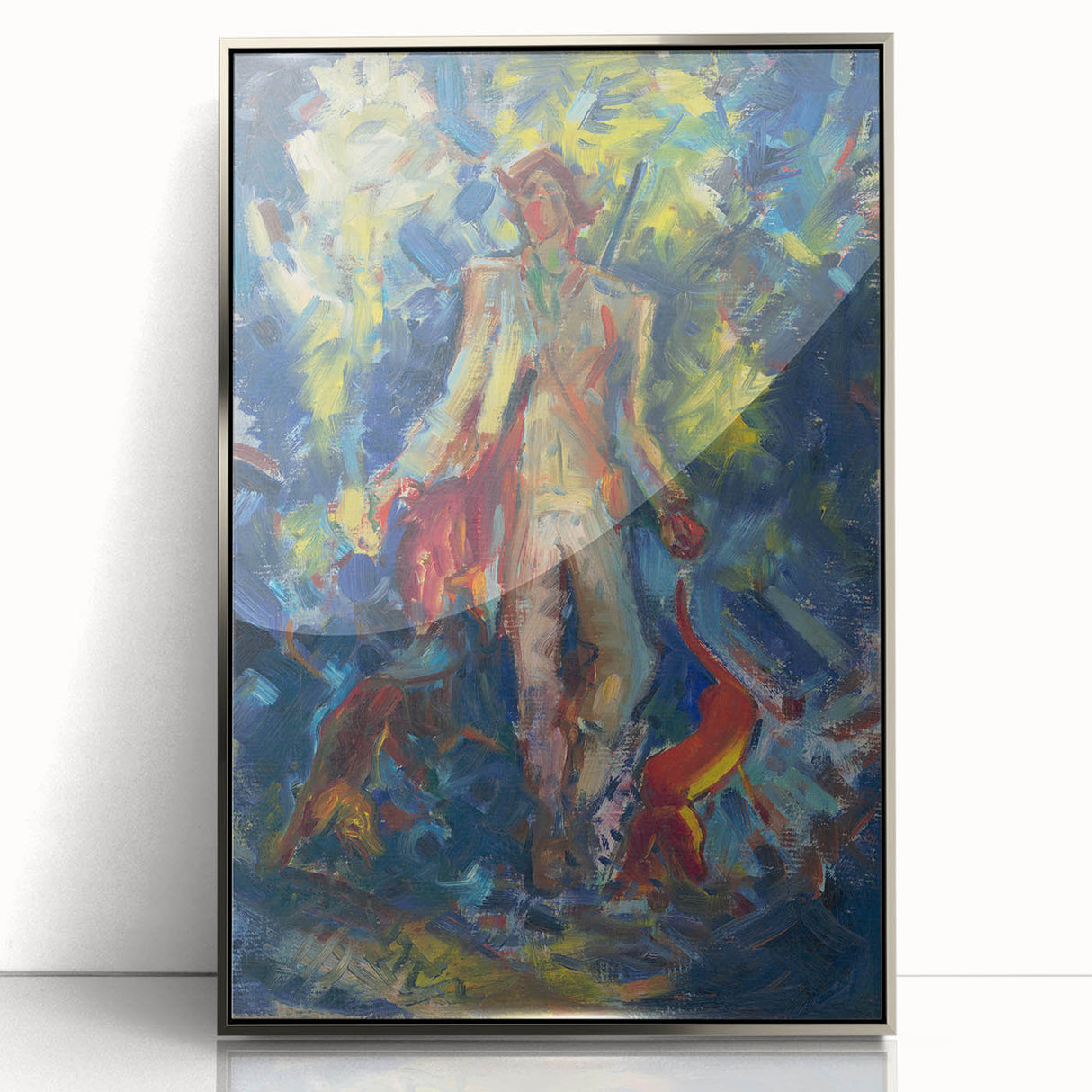 Expressionist Art - Standing Huntsman with Two Dogs by Arnold Peter Weisz-Kubínčan