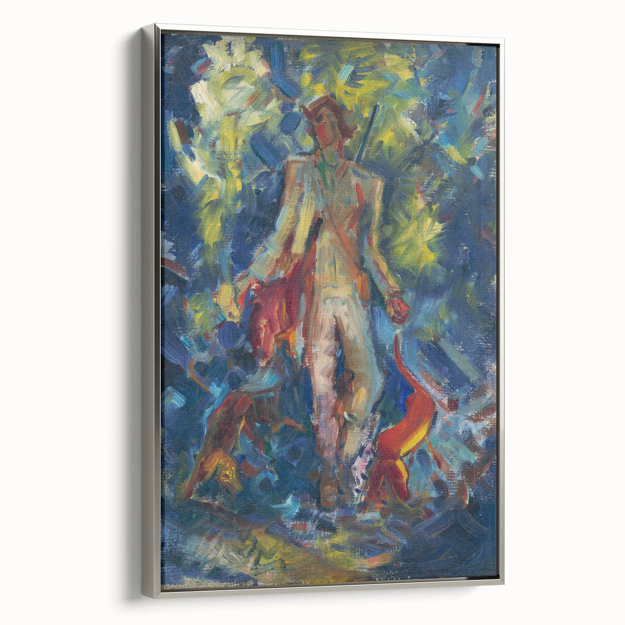 Expressionist Art - Standing Huntsman with Two Dogs by Arnold Peter Weisz-Kubínčan