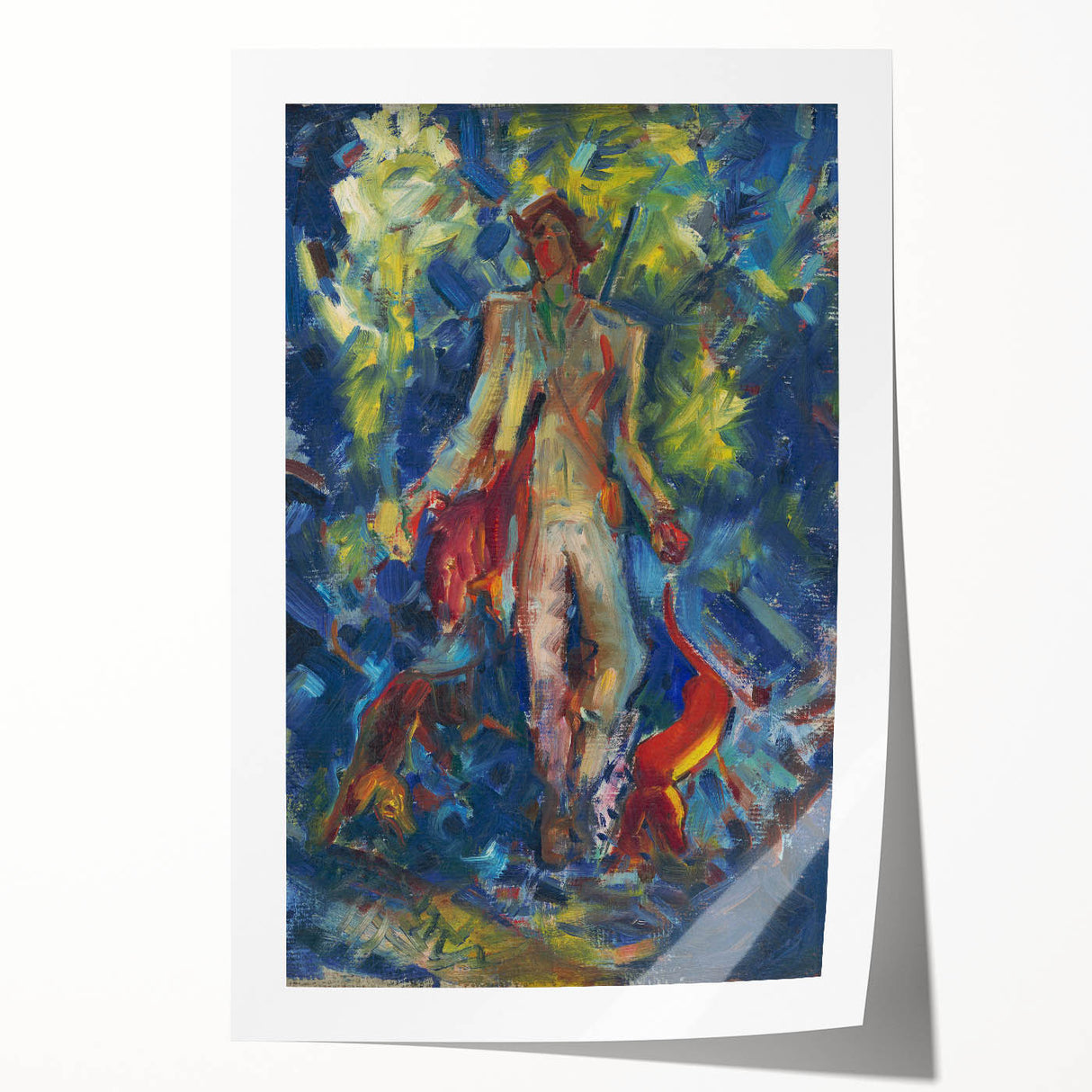 Expressionist Art - Standing Huntsman with Two Dogs by Arnold Peter Weisz-Kubínčan