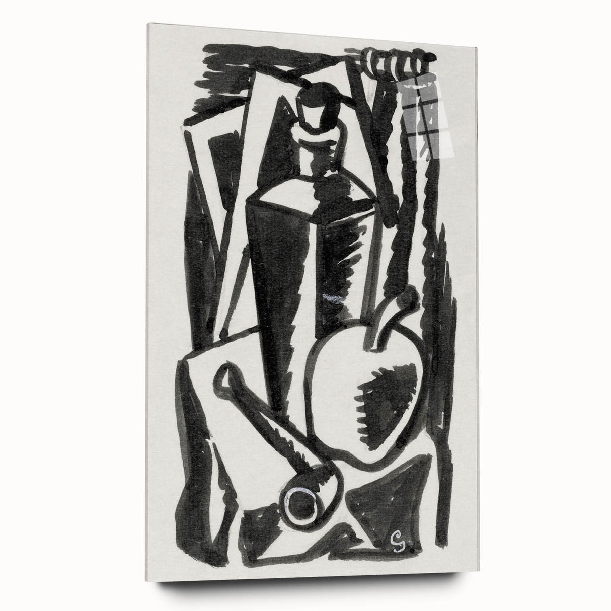 Abstract Expressionism: Still Life with Apple, Pipe, and Bottle Artwork