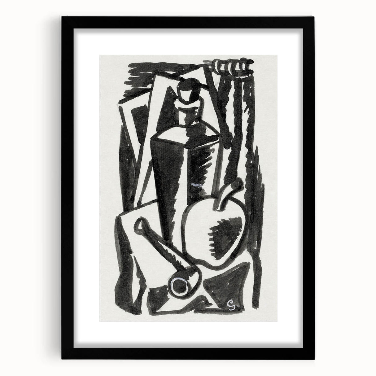 Abstract Expressionism: Still Life with Apple, Pipe, and Bottle Artwork