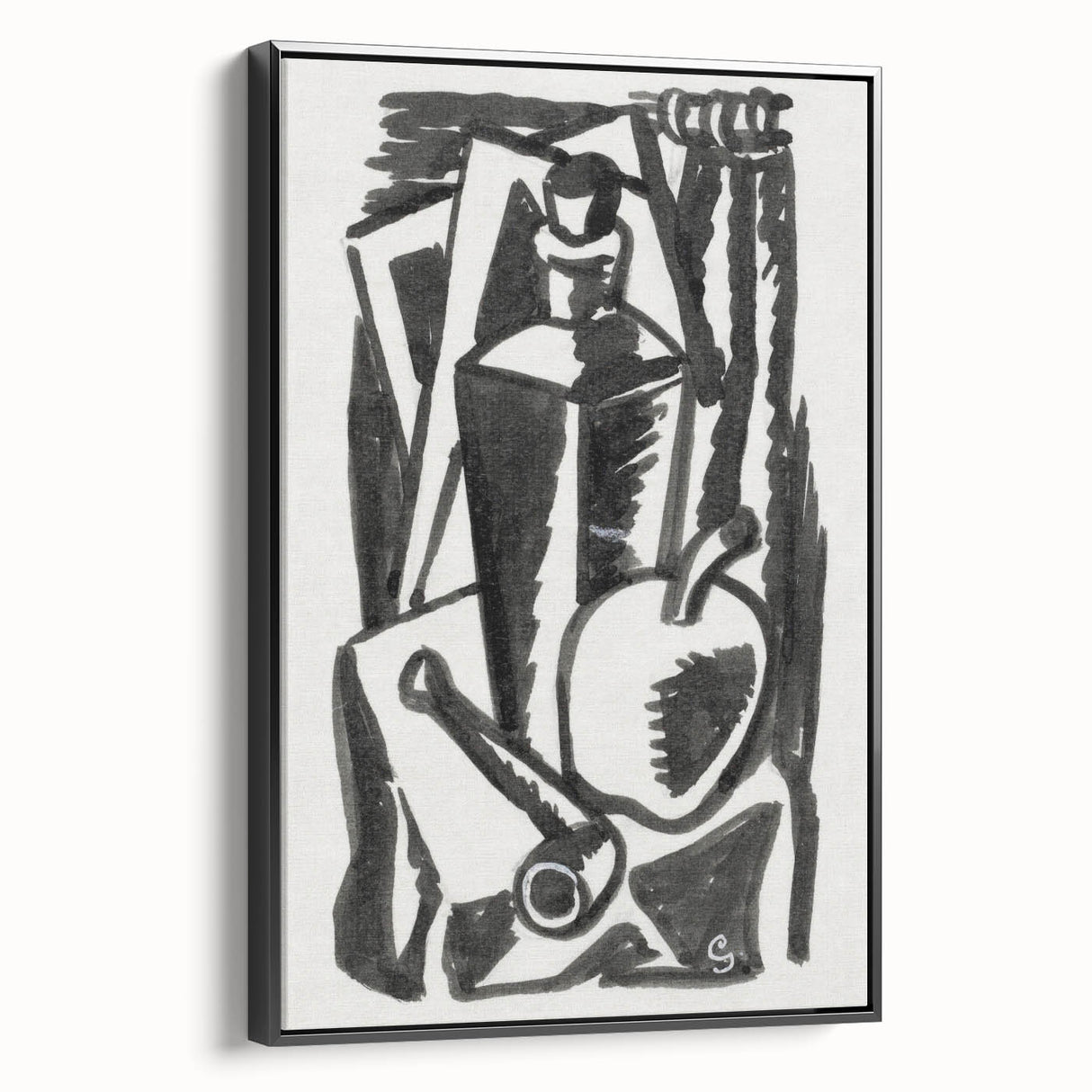 Abstract Expressionism: Still Life with Apple, Pipe, and Bottle Artwork