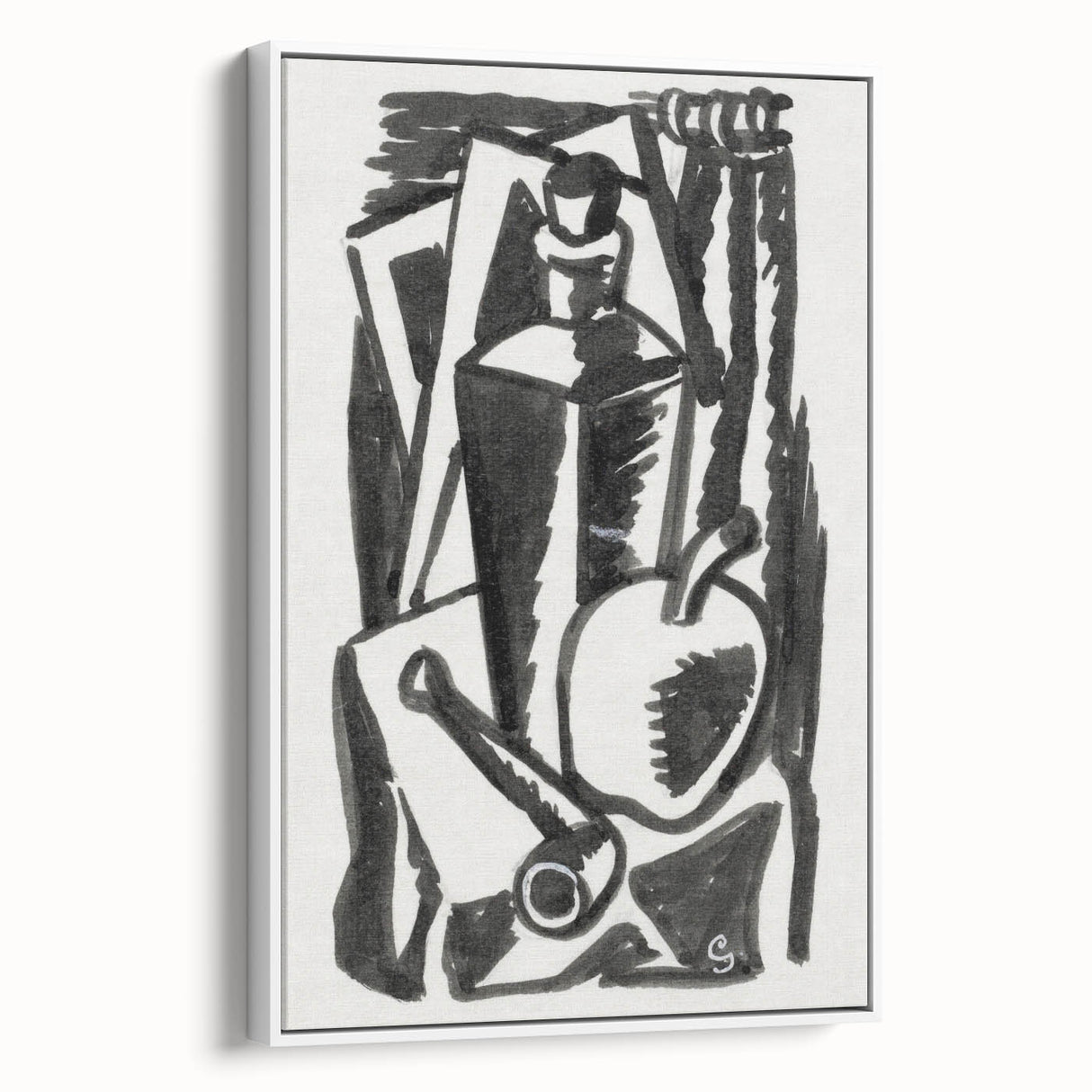 Abstract Expressionism: Still Life with Apple, Pipe, and Bottle Artwork