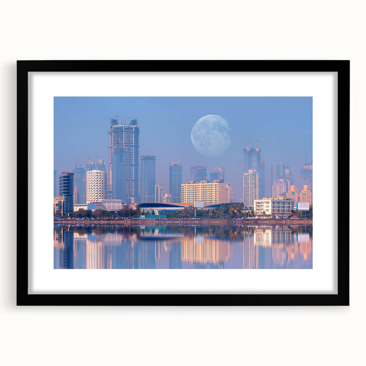 Abstract art print depicting vibrant, colorful scenery in India on a large textured canvas, ideal for living room decor.