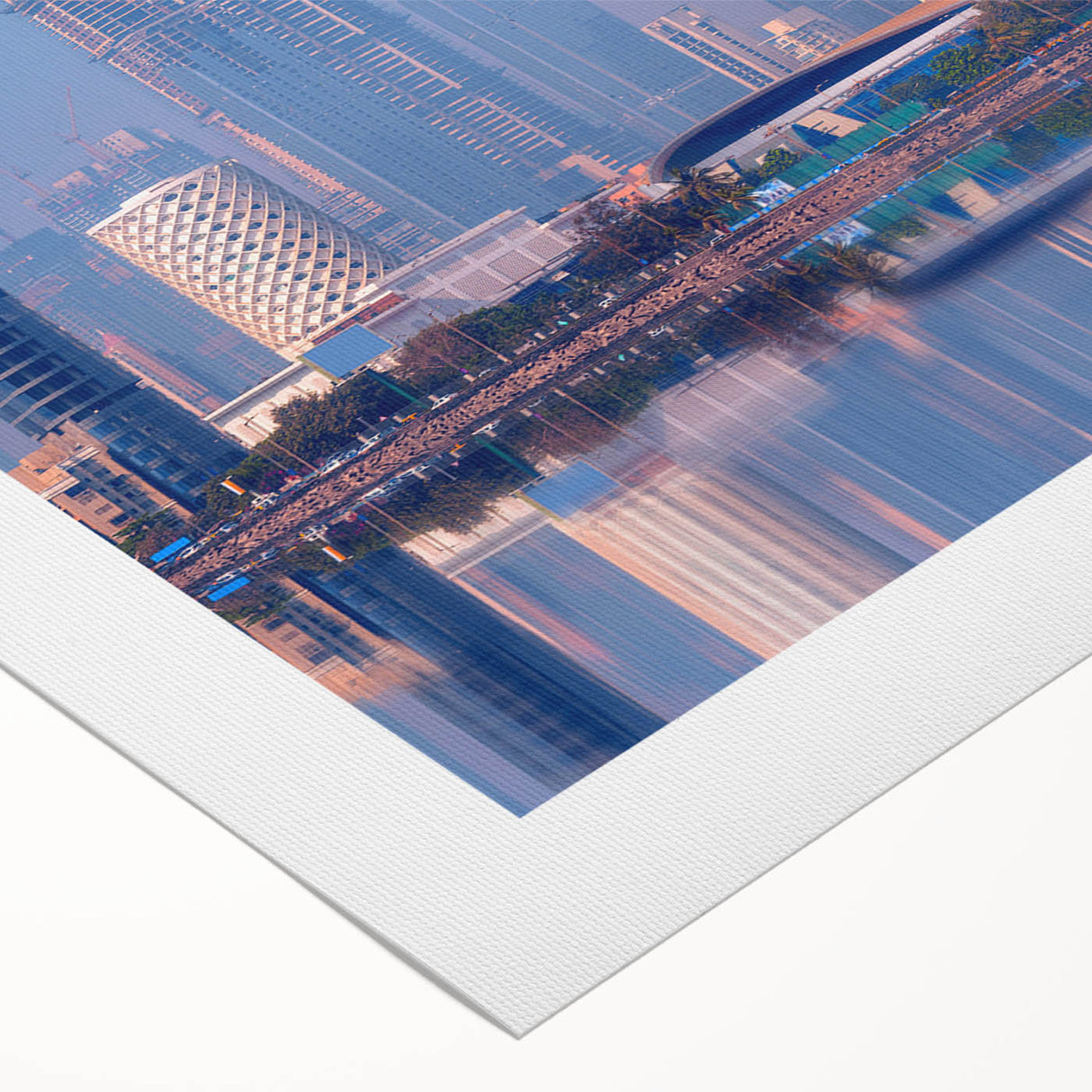 Art deco poster of an Indian landscape in vibrant earth tones on rolled canvas, suitable for dining room walls.