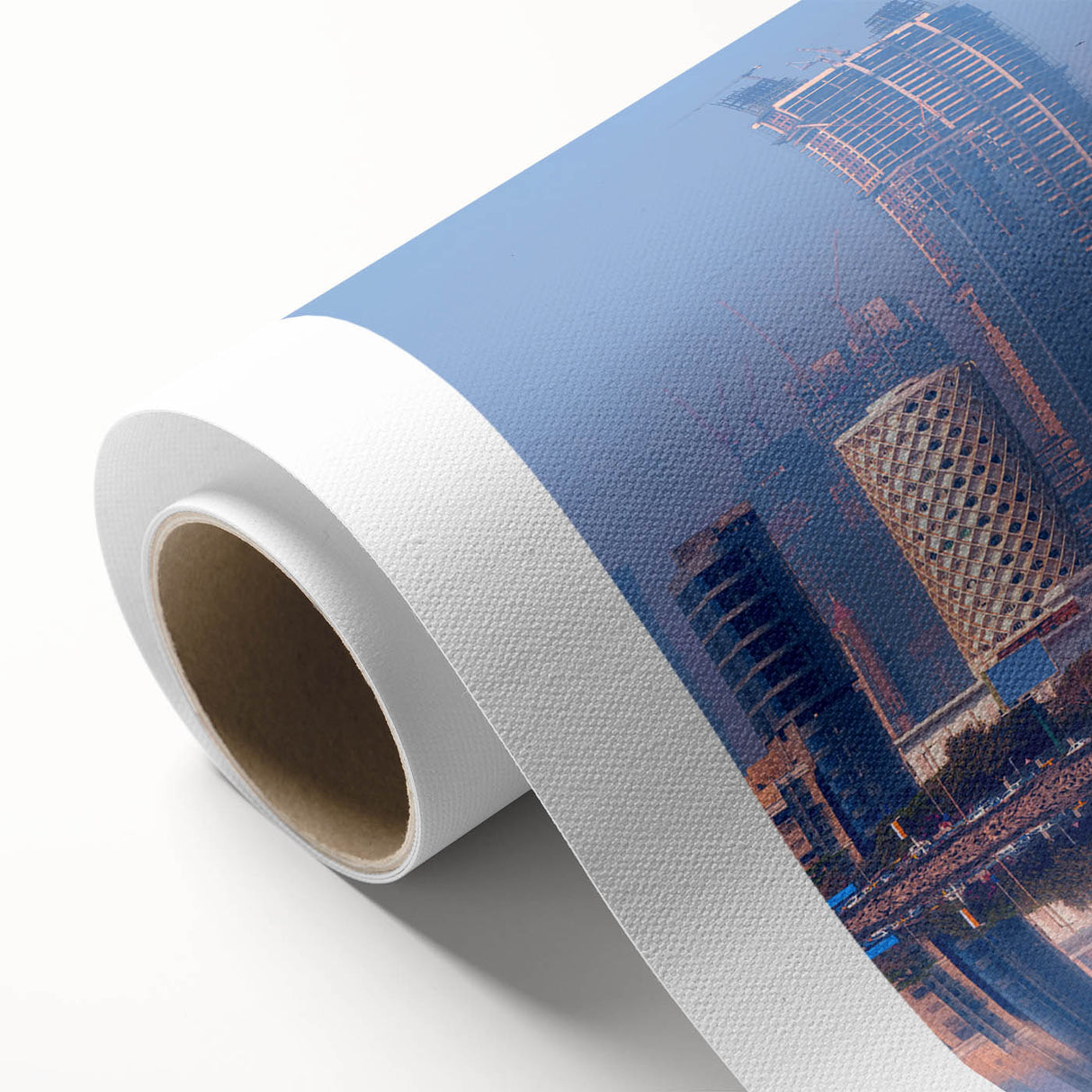 Art Deco poster depicting a colorful Indian landscape on rolled canvas.