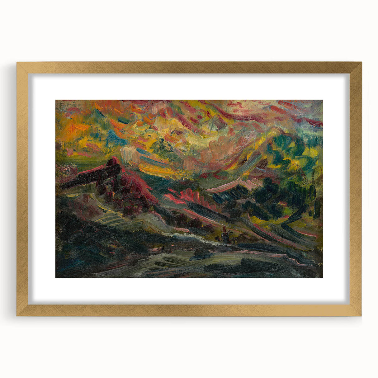 Expressionist Art Sunset in the Mountains - Modern Expressionism Wall Art