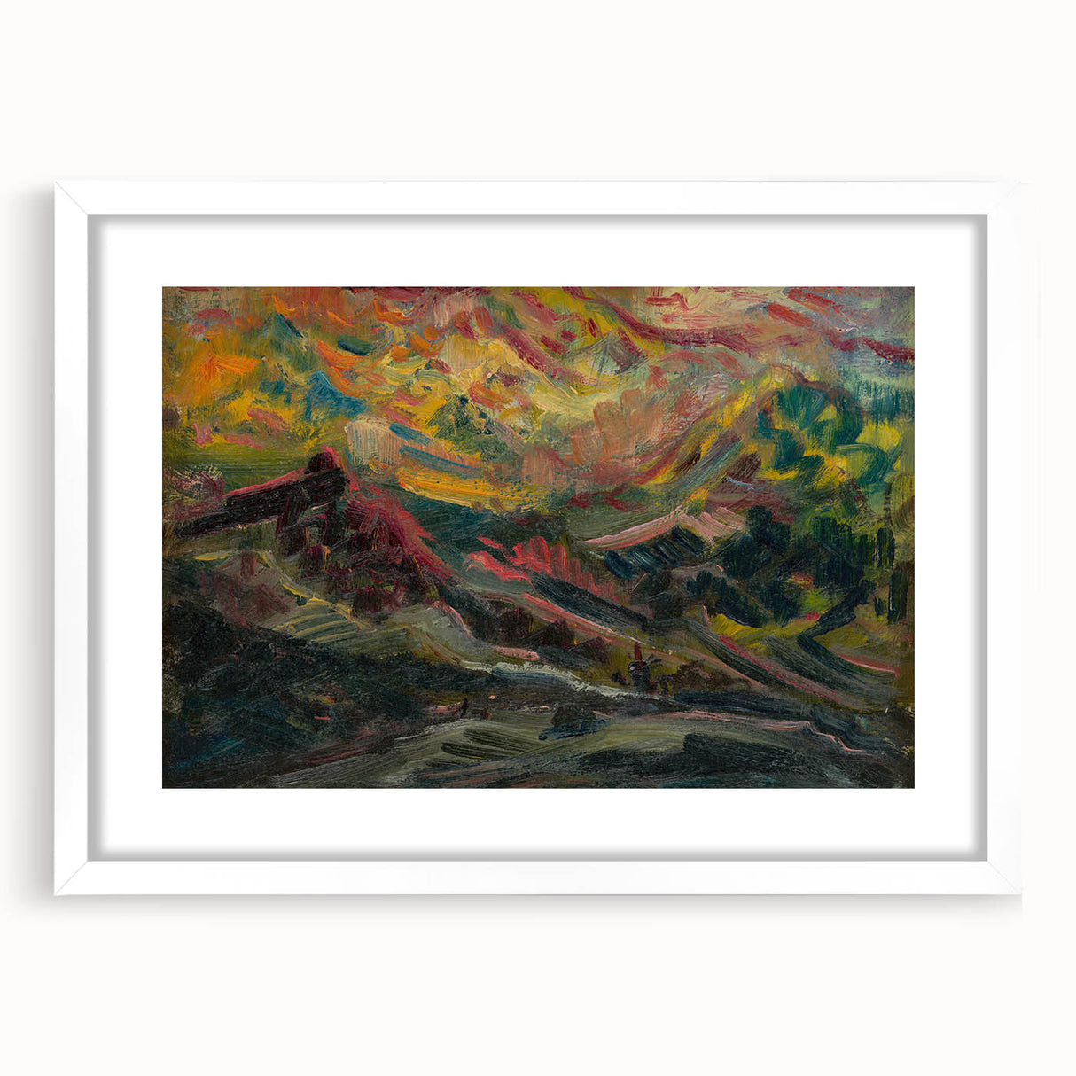 Expressionist Art Sunset in the Mountains - Modern Expressionism Wall Art