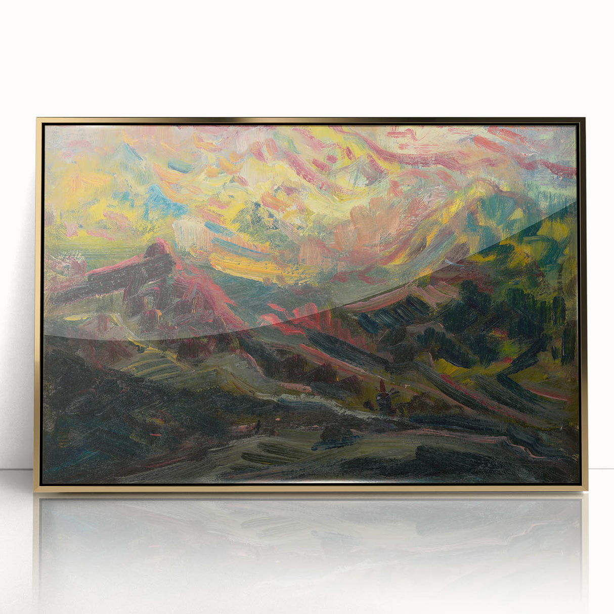 Expressionist Art Sunset in the Mountains - Modern Expressionism Wall Art