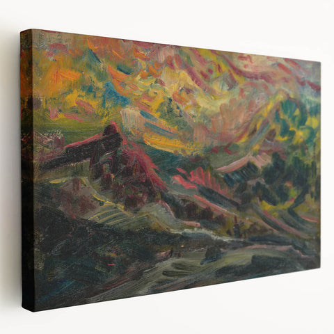 Expressionist Art Sunset in the Mountains - Modern Expressionism Wall Art