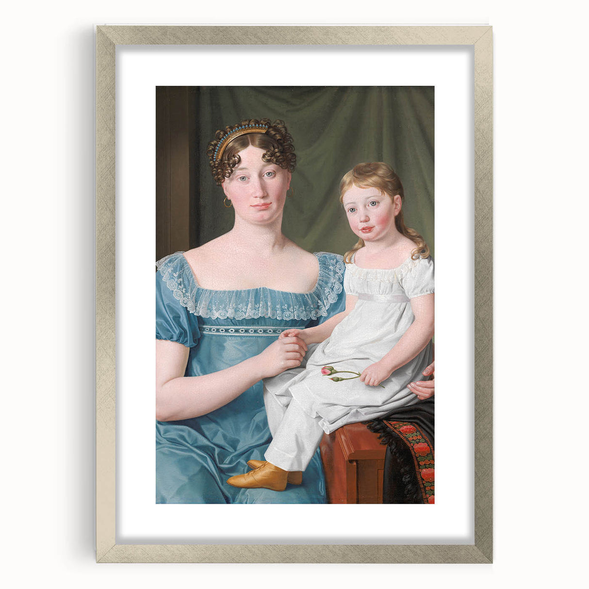 Historical Romanticism Canvas: Noblewoman and Daughter - Classic Art Print