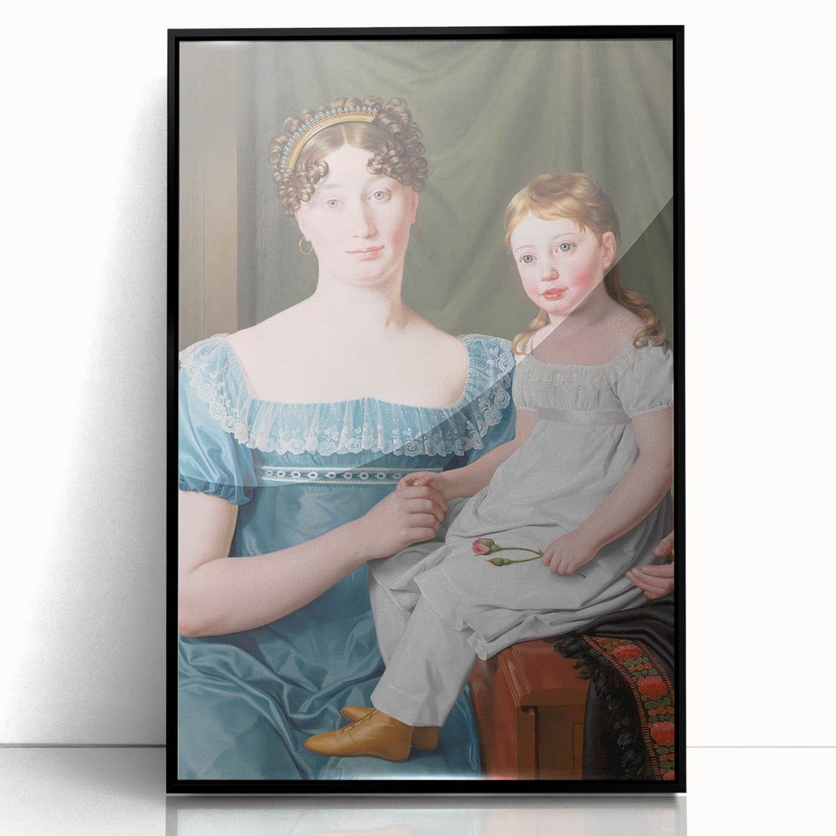 Historical Romanticism Canvas: Noblewoman and Daughter - Classic Art Print