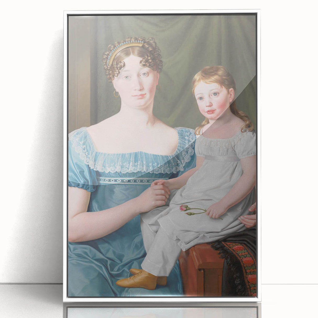 Historical Romanticism Canvas: Noblewoman and Daughter - Classic Art Print