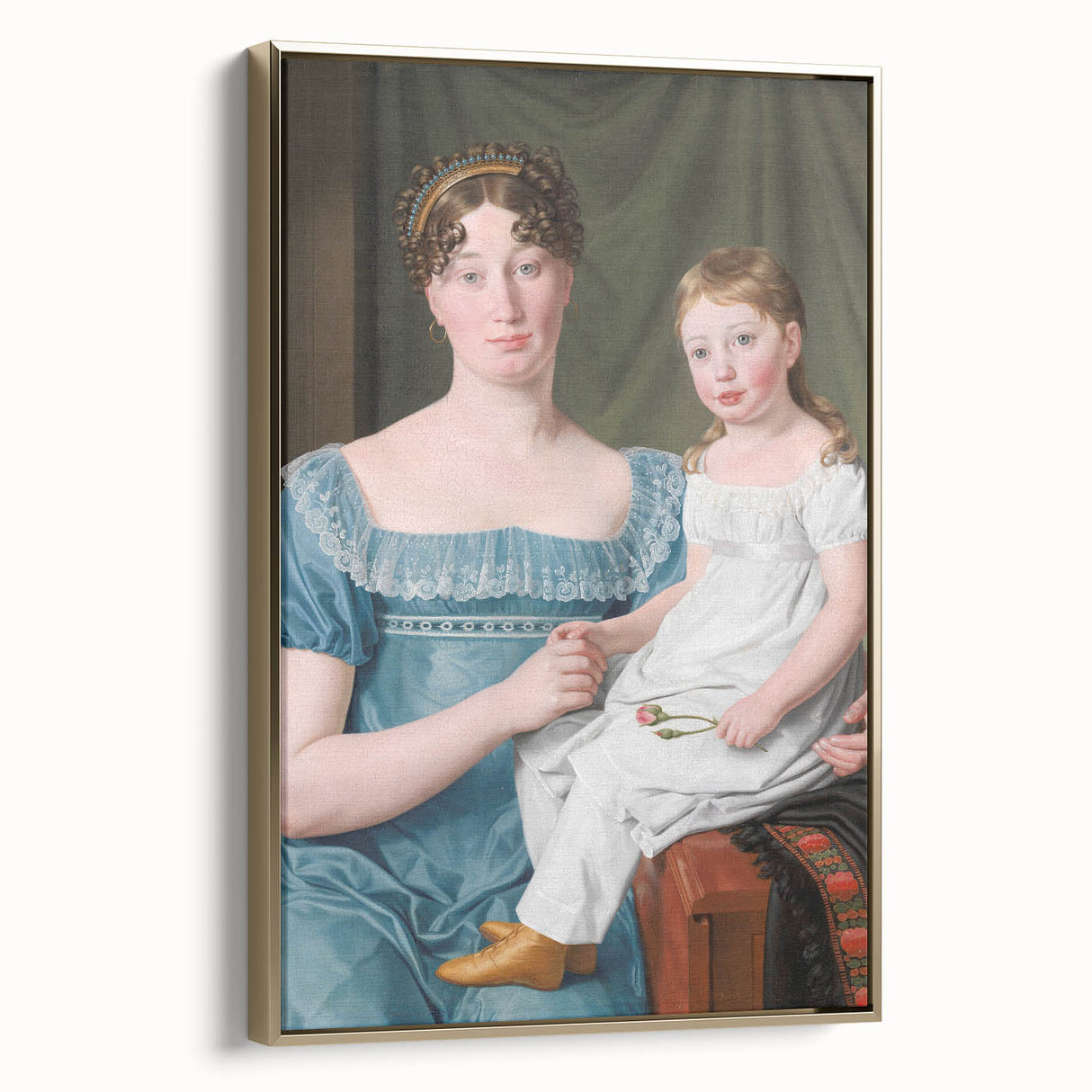 Historical Romanticism Canvas: Noblewoman and Daughter - Classic Art Print