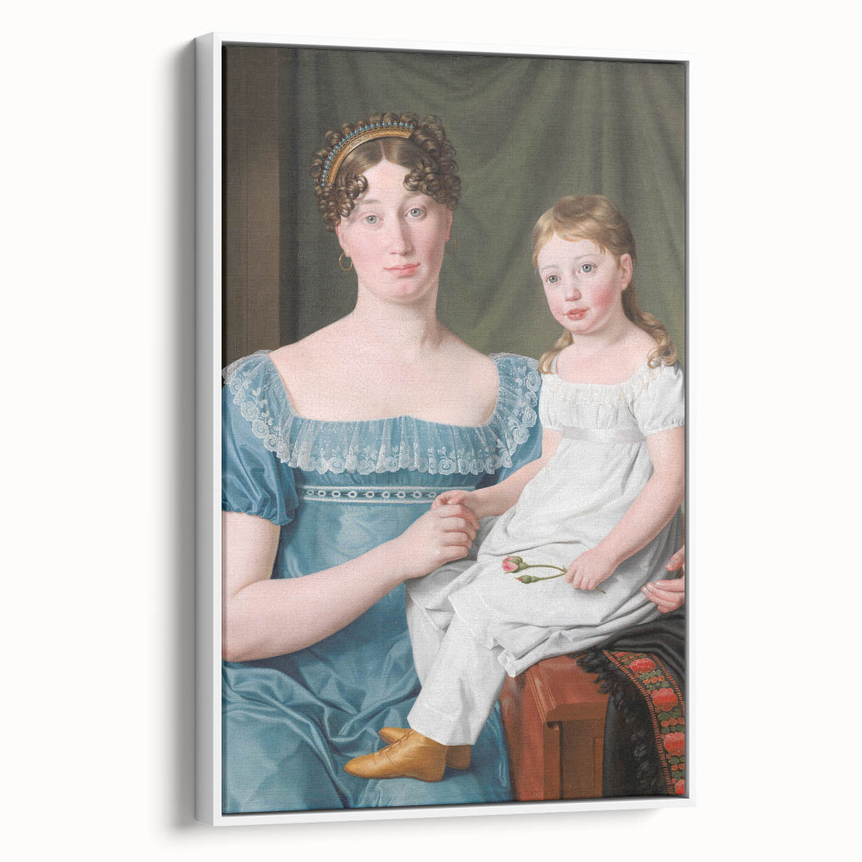 Historical Romanticism Canvas: Noblewoman and Daughter - Classic Art Print