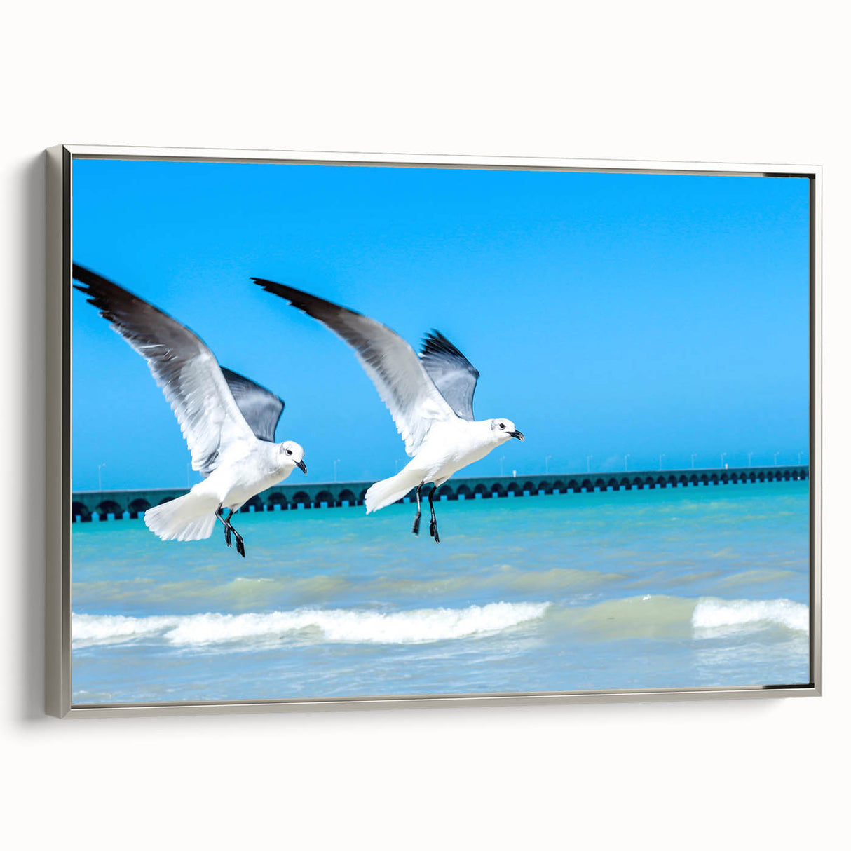 Framed canvas landscape art painting of Yucatan, Mexico, featuring colorful art on a black background.