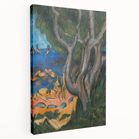 Expressionist Art: Swimmers on Fehmarn Beach | Vibrant Modern Expressionism