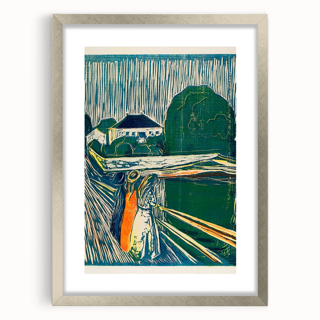 Expressionist Art: The Girls on the Bridge | Vibrant Munch Wall Art