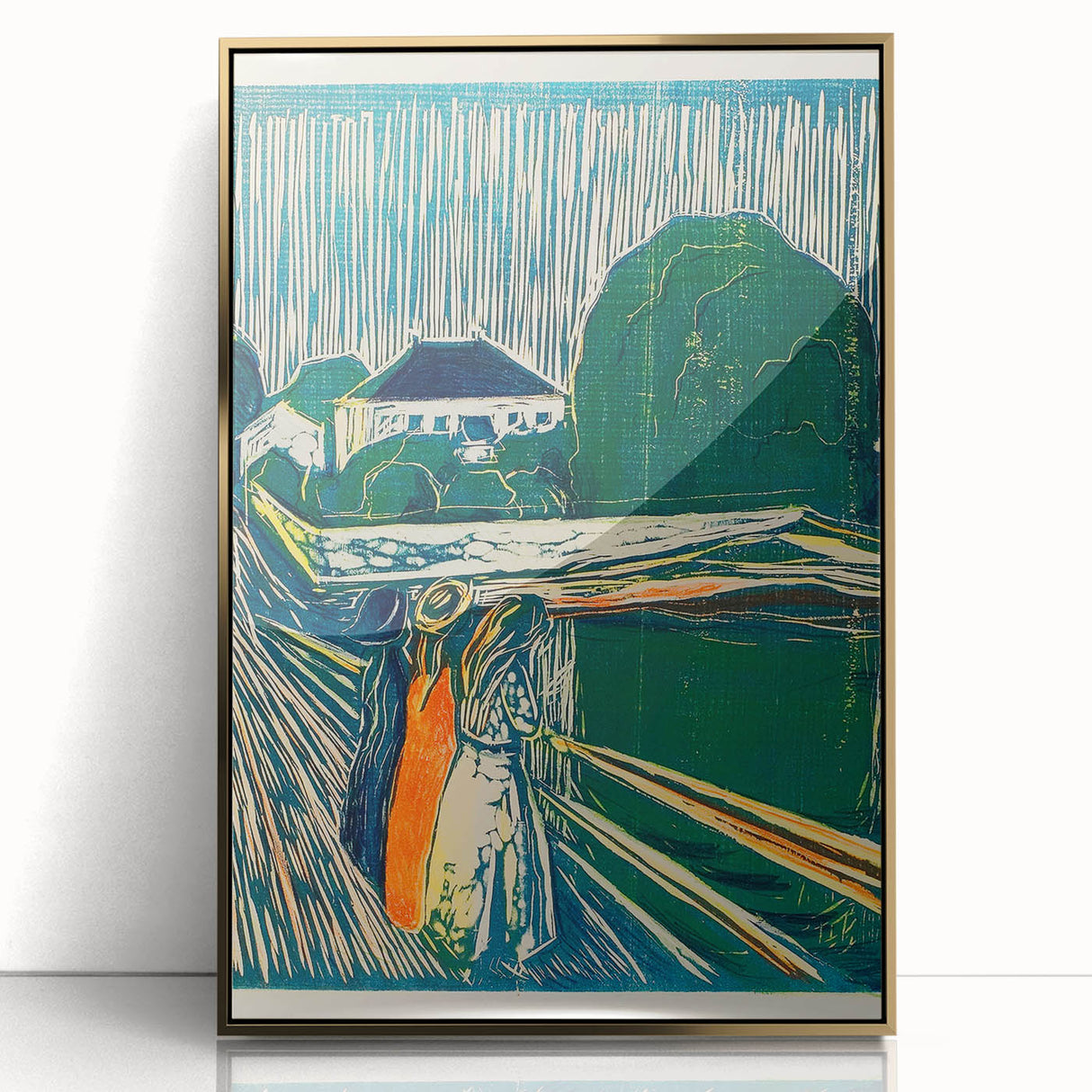 Expressionist Art: The Girls on the Bridge | Vibrant Munch Wall Art