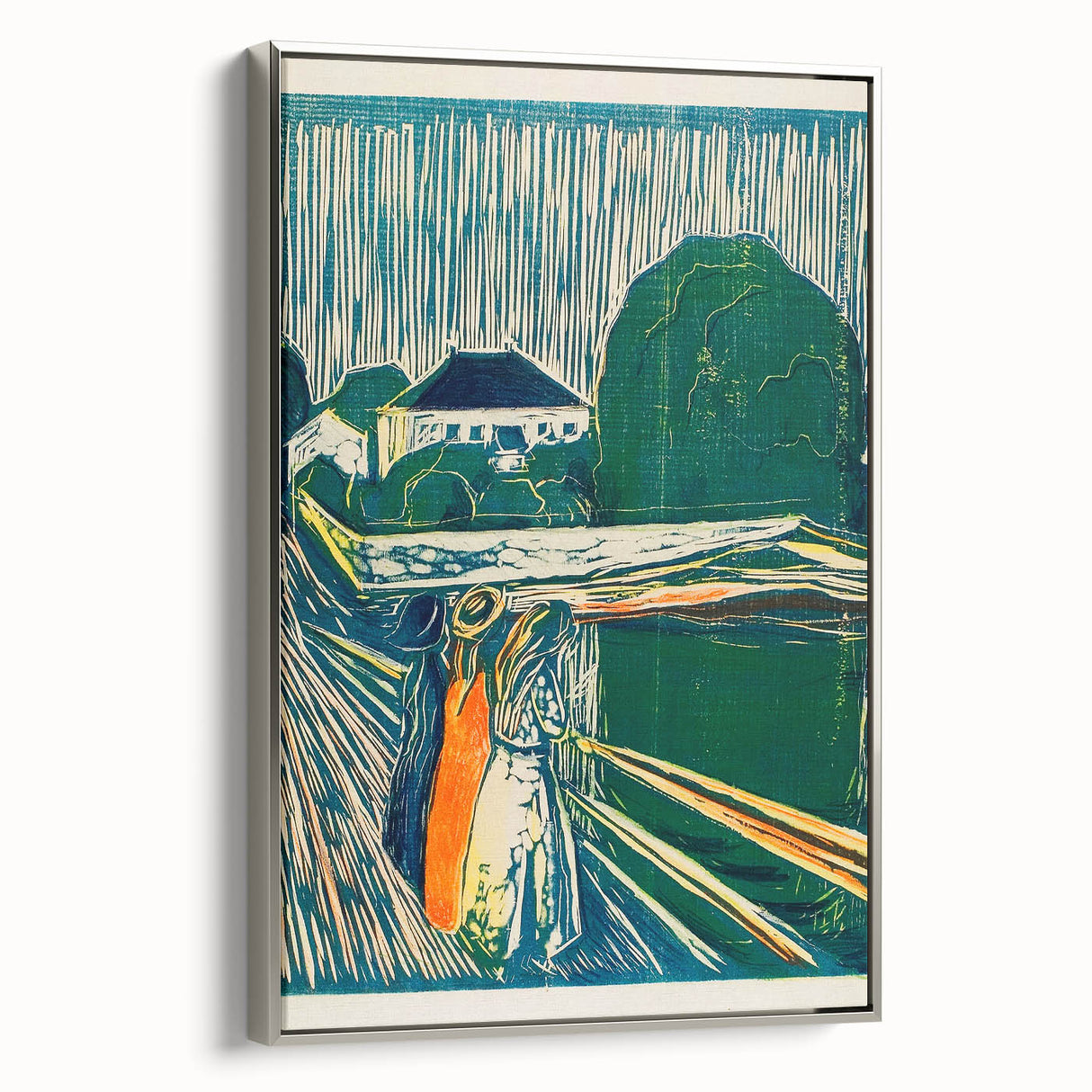 Expressionist Art: The Girls on the Bridge | Vibrant Munch Wall Art