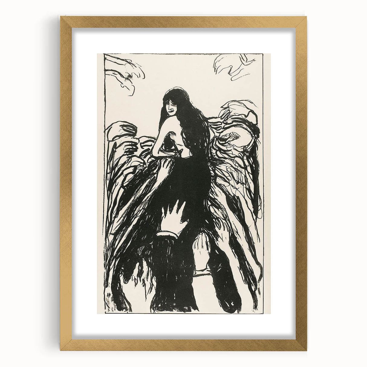 Expressionist Art: The Hands | Bold Black-and-White Munch Print