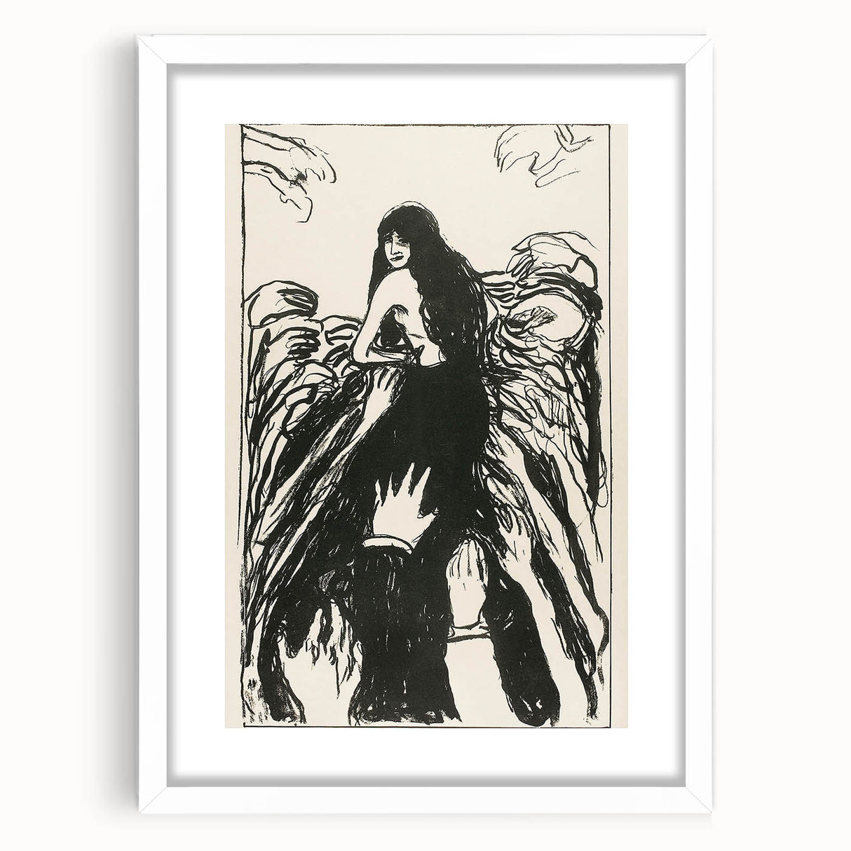 Expressionist Art: The Hands | Bold Black-and-White Munch Print